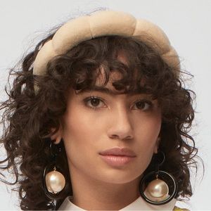 Lele Sadoughi Latte Velvet Scalloped Headband NWT